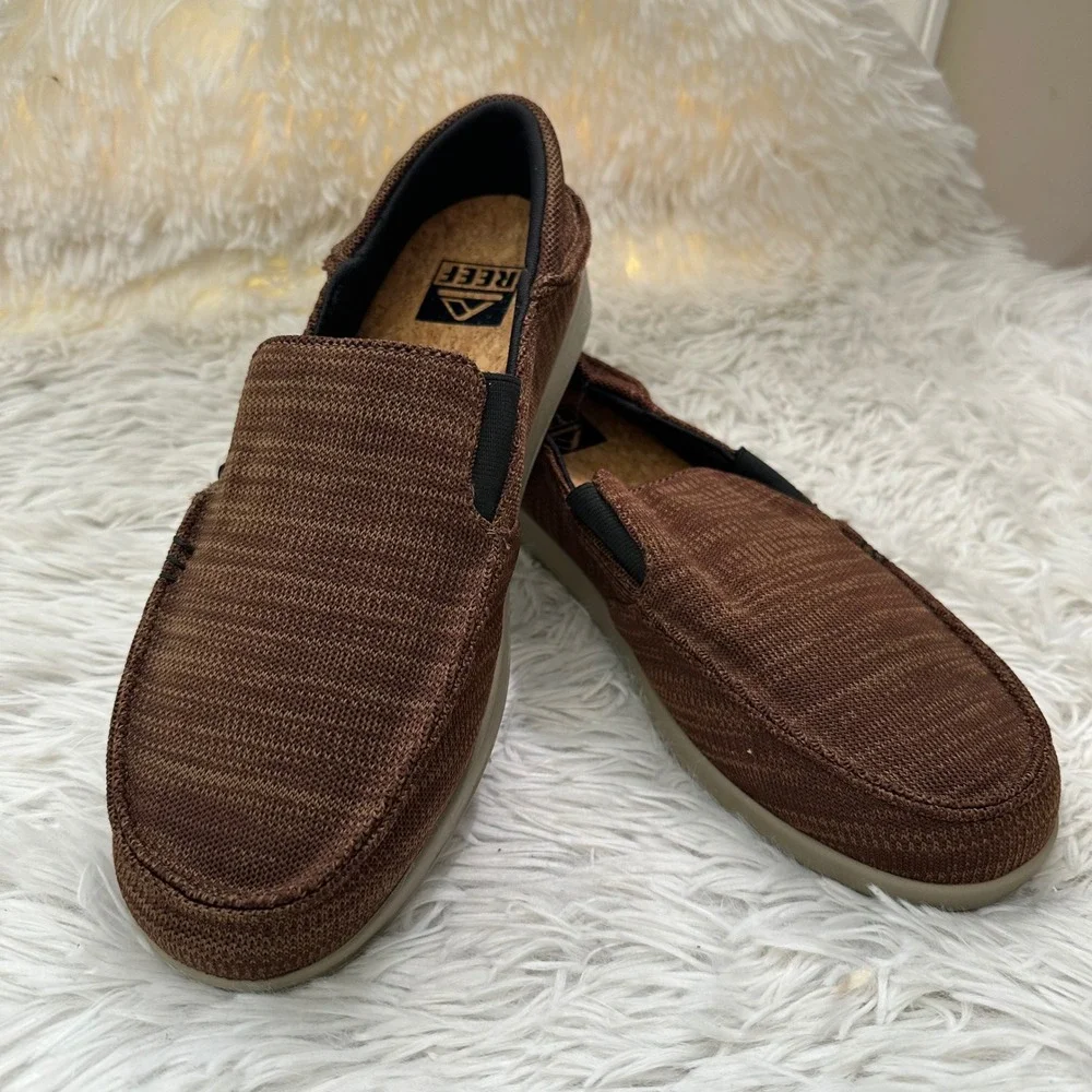 REEF Men's Cushion Bounce Matey Knit Loafers in Brown Size 9 - New Flawed